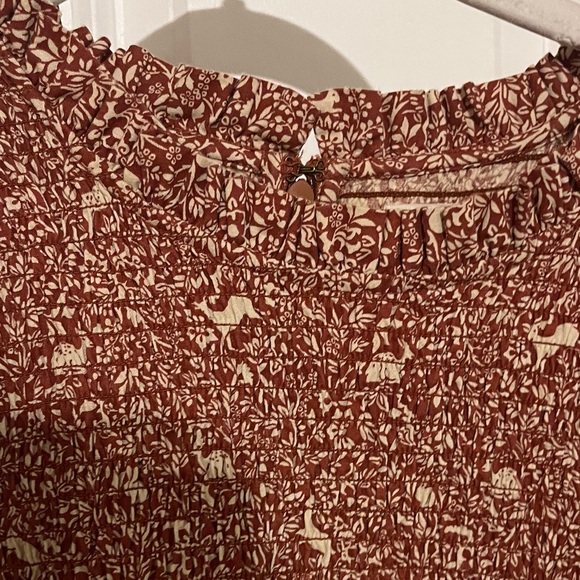 Doen Brown Floral folk print  Mini Dress - Picture 5 of 9